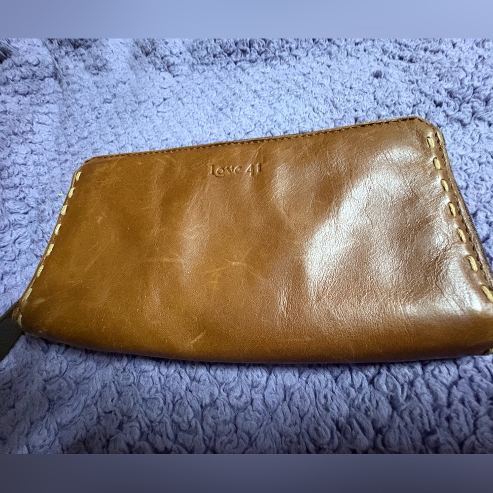Love 41 Brown Leather Continental Wallet with stitching